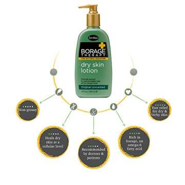 ShiKai Borage Therapy Dry Skin Lotion Moisturizer (16oz, Pack of 2) Unscented Skincare | Hydrating Lotion for Eczema, Dry Hands & Body | With Oatmeal, Shea