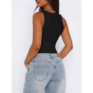 REORIA Women's Sexy Sleeveless Square Neck Bodysuit