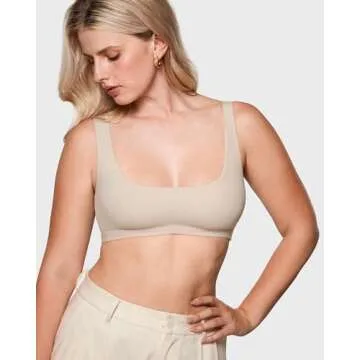 INLYRIC Women's Inbarely Soft Bralettes Scoop Neck Seamless Unlined Comfortable Double Layer Bralett...