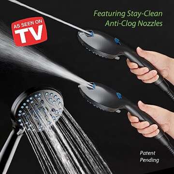 AquaCare High Pressure 8-mode Handheld Shower Head - Anti-clog Nozzles, Built-in Power Wash to Clean...
