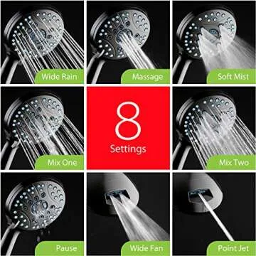 AquaCare High Pressure Handheld Shower Head with 8 Modes
