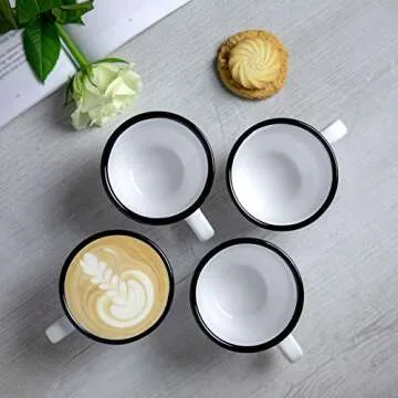 City to Cottage Handmade White And Black Polka Dot Ceramic 8.4oz/250ml | Cappuccino, Coffee, Tea Cup and Saucer, Unique Designer Pottery for Tea Lovers