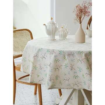 Stylish 60" Pastoral Round Tablecloth for All Occasions