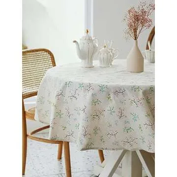 Stylish 60" Pastoral Round Tablecloth for All Occasions