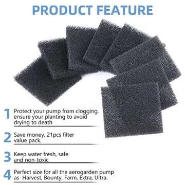 21 Pack Pump Filter Sponge for AeroGarden Compatible Systems