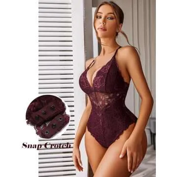 Avidlove Snap Crotch Lace Bodysuit for Women - XXL