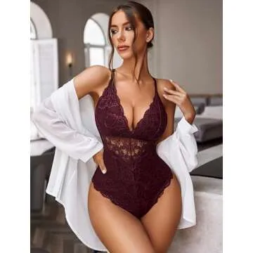 Avidlove Snap Crotch Lace Bodysuit for Women - XXL