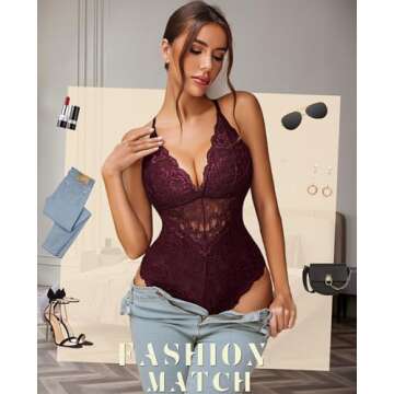 Avidlove Snap Crotch Lace Bodysuit for Women - XXL
