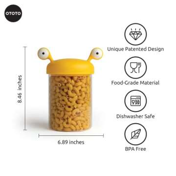 OTOTO Noodle Monster Kitchen Canisters Glass Pantry Storage Containers With Lids, Spaghetti Container Storage, Pasta Containers For Pantry, Airtight Food Storage Containers, Kitchen Gadgets