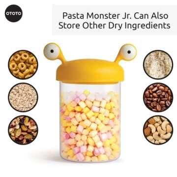 OTOTO Noodle Monster Kitchen Canisters Glass Pantry Storage Containers With Lids, Spaghetti Container Storage, Pasta Containers For Pantry, Airtight Food Storage Containers, Kitchen Gadgets
