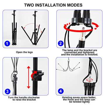 WTINTELL LED Plant Grow Light with Stand, LED Grow Light Full Spectrum for Indoor Plants,10 Dimmable Levels,3 Modes Timing,Tripod Adjustable 15-72 inch.
