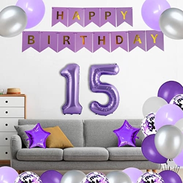 Yujiaonly 15th Birthday Party Decoration - Purple Balloons