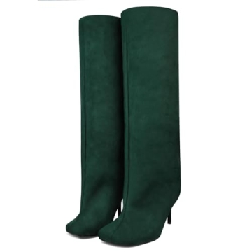 Pinokino Knee High Boots Wide Calf Women Long Suede Square Toe Bootie Tall Cute Slouchy Fashion Boot...