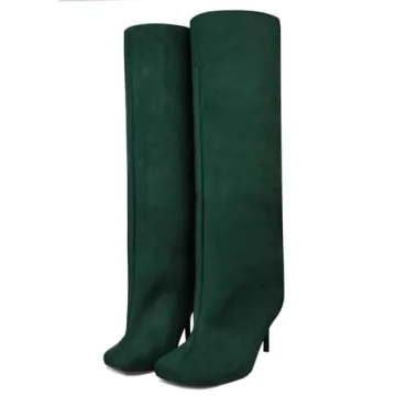 Pinokino Knee High Boots Wide Calf Women Long Suede Square Toe Bootie Tall Cute Slouchy Fashion Boot...