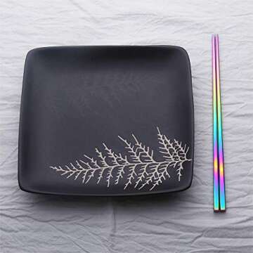 HuaLan Stainless Steel Chopsticks Series-Reusable Multicolor Lightweight 304 Stainless Steel Chopsticks Metal chopsticks 5 Pairs Gift Set