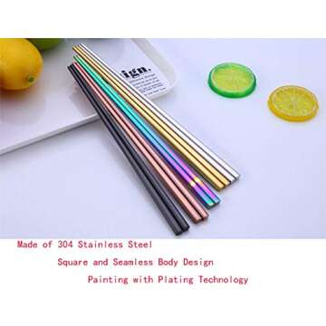 HuaLan Stainless Steel Chopsticks Series-Reusable Multicolor Lightweight 304 Stainless Steel Chopsticks Metal chopsticks 5 Pairs Gift Set