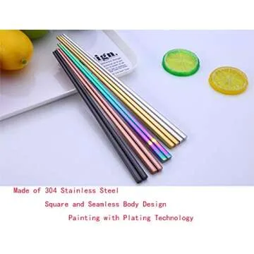 HuaLan Stainless Steel Chopsticks Series-Reusable Multicolor Lightweight 304 Stainless Steel Chopsticks Metal chopsticks 5 Pairs Gift Set