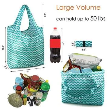 BeeGreen Reusable Grocery Bags Lightweight Washable Foldable - 12 Pack Geometric Design