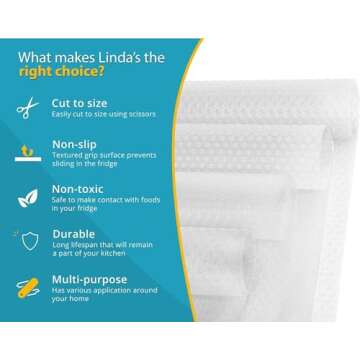 Refrigerator Liners for Shelves (8 Pack) by Linda’s Essentials - Easy to Clean Fridge Liner with Spill Protection Refrigerator Shelf Liners & Drawer Liner, Nonslip BPA-Free Refrigerator Mats (Clear)