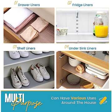 Refrigerator Liners for Shelves (8 Pack) by Linda’s Essentials - Easy to Clean Fridge Liner with Spill Protection Refrigerator Shelf Liners & Drawer Liner, Nonslip BPA-Free Refrigerator Mats (Clear)