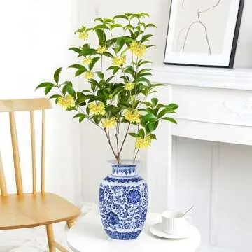 Elegant Blue and White Ceramic Flower Vase for Centerpieces