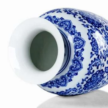Elegant Blue and White Ceramic Flower Vase for Centerpieces