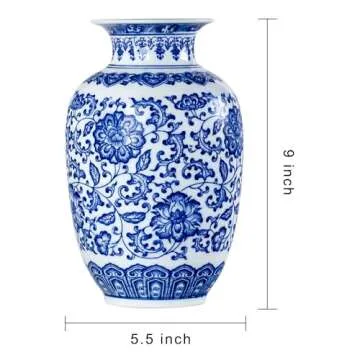 Elegant Blue and White Ceramic Flower Vase for Centerpieces
