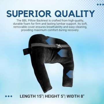 Brazilian Butt Lift Pillow After Surgery - Dr. Approved BBL Recovery Pillow w/Back Support Cushion for Post-Op Sitting + Cover Drawstring Bag | Comfortable & Easy to Carry for Home, Travel & Work