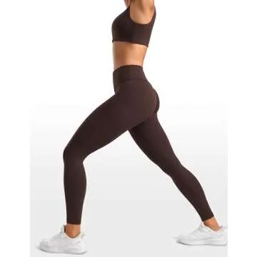INGIA Womens High Waisted Lounge Yoga Legging 25" Butt Lifting Workout No Front Seam Tummy Control Gym Yoga Pants Hot Fudge Brown Small