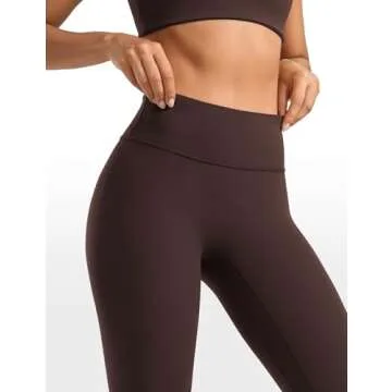 INGIA Womens High Waisted Lounge Yoga Legging 25" Butt Lifting Workout No Front Seam Tummy Control Gym Yoga Pants Hot Fudge Brown Small