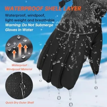 Fashinex Winter Gloves Waterproof Touchscreen for Cold Weather