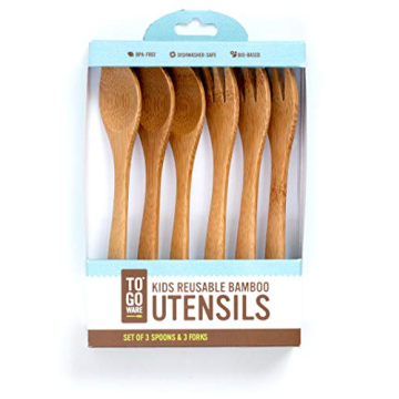 TO GO WARE Kid's Bamboo Reusable Utensils | Dishwasher-Safe | No BPA or Phthalate | Made from Durabl...