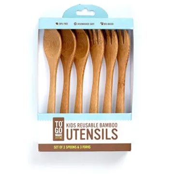 TO GO WARE Kid's Bamboo Reusable Utensils | Dishwasher-Safe | No BPA or Phthalate | Made from Durabl...