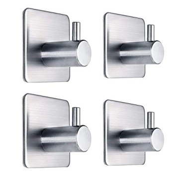 Adhesive Hooks Heavy Duty Wall Hooks Waterproof Stainless Steel Hooks for Hanging Coat, Hat,Towel Ro...