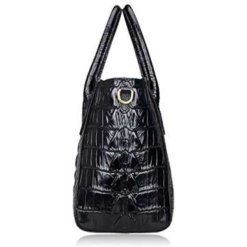 PIJUSHI Designer Crocodile Handbags for Women Genuine Leather Purses Top Handle Shoulder Bag (6082 Black)