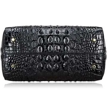PIJUSHI Designer Crocodile Handbags for Women Genuine Leather Purses Top Handle Shoulder Bag (6082 Black)