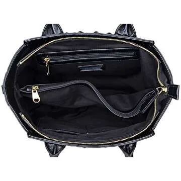 PIJUSHI Designer Crocodile Handbags for Women Genuine Leather Purses Top Handle Shoulder Bag (6082 Black)