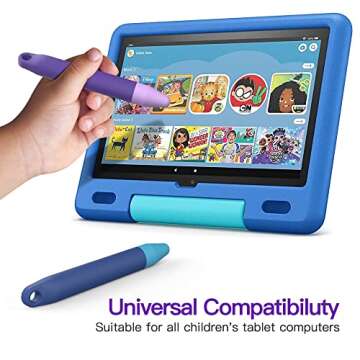 Kid-Friendly Pens for Touch Screens - 2 Pack of Purple and Blue Stylus Pens Compatible with Kindle, ...