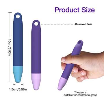 Kid-Friendly Pens for Touch Screens - 2 Pack of Purple and Blue Stylus Pens Compatible with Kindle, iPad, iPhone
