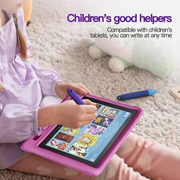 Kid-Friendly Pens for Touch Screens - 2 Pack of Purple and Blue Stylus Pens Compatible with Kindle, iPad, iPhone
