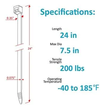 Long Zip Ties Heavy Duty 24 inch, Large Zip Ties with 200 lbs Tensile Strength, Big Cable Ties, Blac...