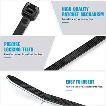 Long Zip Ties Heavy Duty 24 inch, Large Zip Ties with 200 lbs Tensile Strength, Big Cable Ties, Black, 50 Pack, by GAIIAN