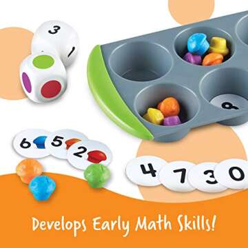 Learning Resources Mini Muffin Match Math Activity Set - 76 Pieces, Ages 3+ Counting Games for Kids,...