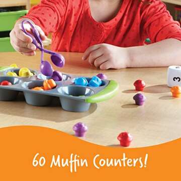 Learning Resources Mini Muffin Match Math Activity Set - 76 Pieces, Ages 3+ Counting Games for Kids, Preschool Learning Toys, Homeschool Learning Toys, Math for Preschoolers