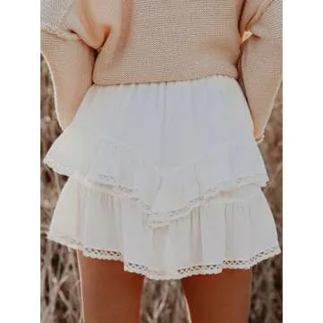 Aoudery Flowy Shorts for Women Casual Boho Ruffle Tiered Skorts High Waist Mini Skirts Golf Tennis B...