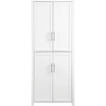 Crosley Furniture Savannah Tall Pantry Storage Cabinet with Shelves, Kitchen, Dining, or Laundry Room, White