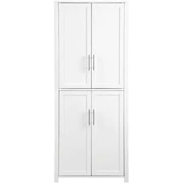 Crosley Furniture Savannah Tall Pantry Storage Cabinet with Shelves, Kitchen, Dining, or Laundry Room, White