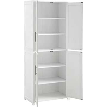 Crosley Furniture Savannah Tall Pantry Storage Cabinet with Shelves, Kitchen, Dining, or Laundry Room, White