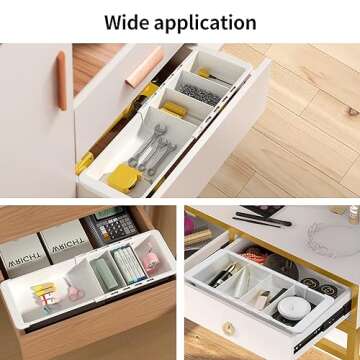 Souyoyu Plastic Drawers Organizer for Office Bathroom Bedroom Kitchen Desk - 1 Layers More White Storage Tray - Expandable 11.4-18.1 Inches