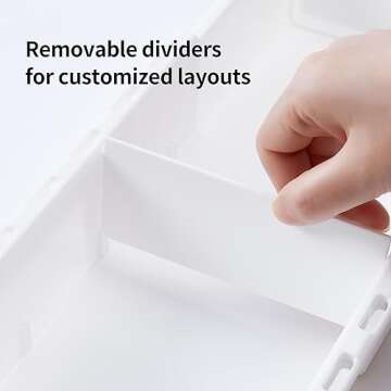 Souyoyu Plastic Drawers Organizer for Office Bathroom Bedroom Kitchen Desk - 1 Layers More White Storage Tray - Expandable 11.4-18.1 Inches